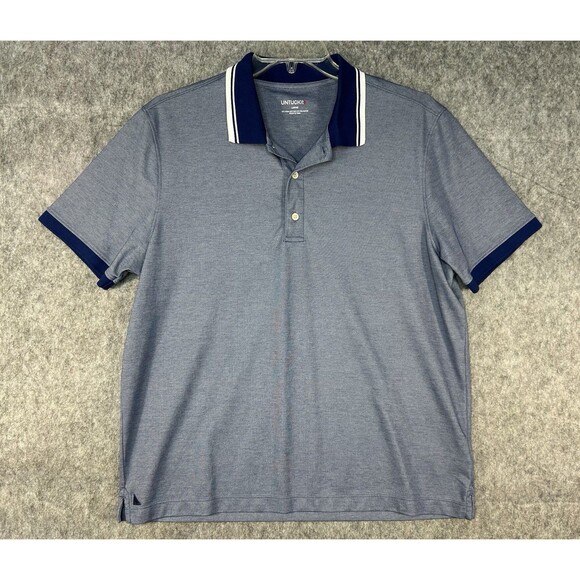 Untuckit Shirt Men’s Large Blue Polo Aiden Golf Preppy Casual Short Sleeve - Picture 1 of 8